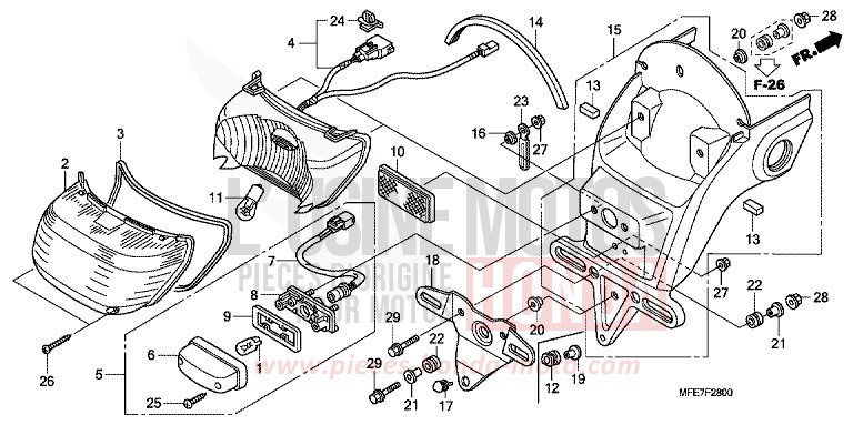 TAILLIGHT for Shadow Aero GRAPHITE BLACK (NHB01B) from 2010
